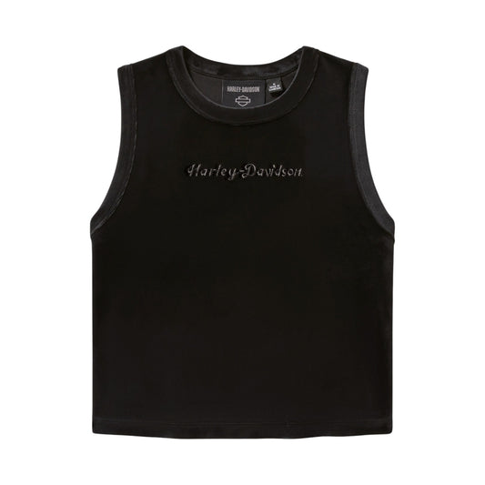 VELOUR CREW NECK TANK - BLACK