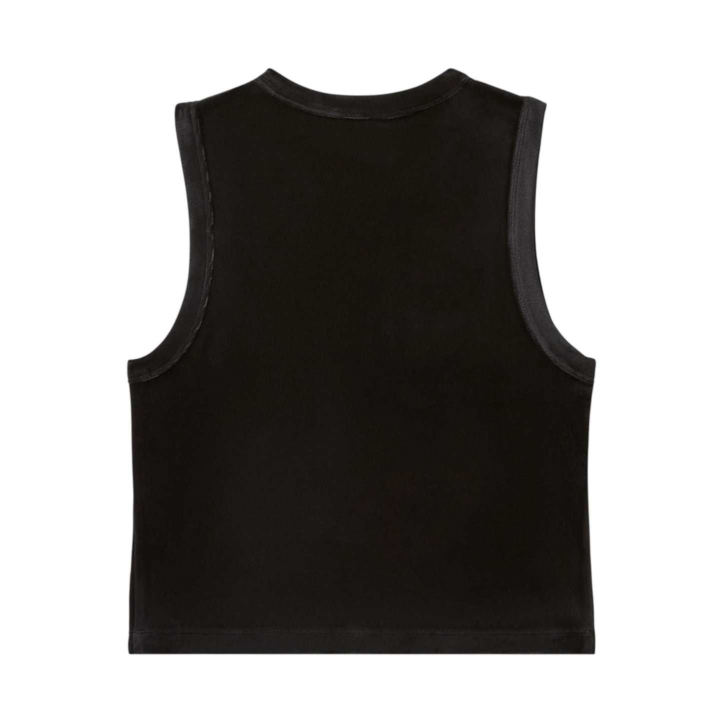 VELOUR CREW NECK TANK - BLACK