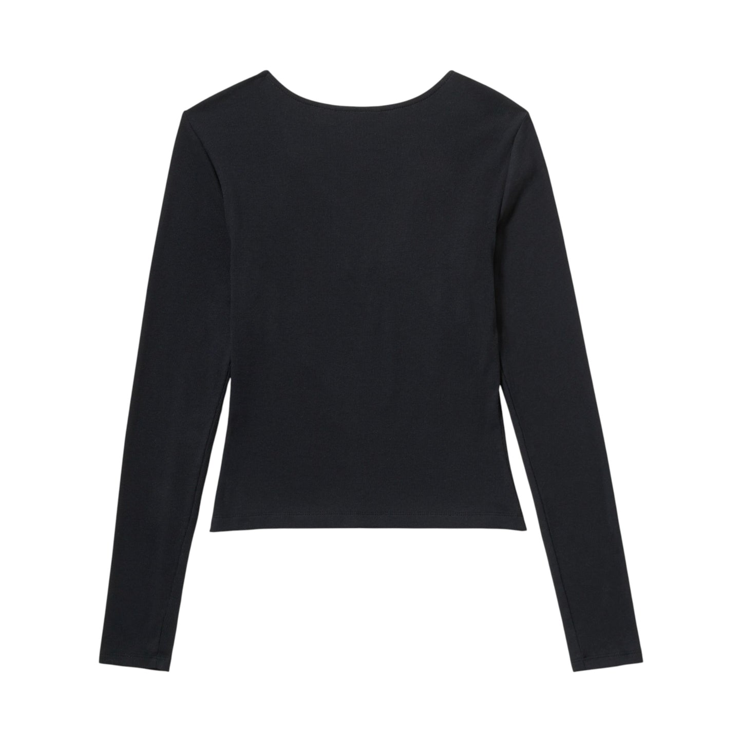 LACE UP LONG SLEEVE TOP - BLACK
