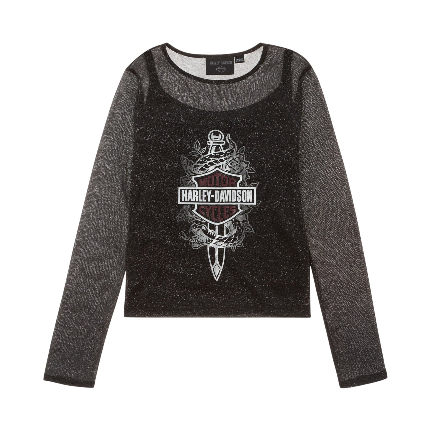 METALLIC DAGGER MESH LONG SLEEVE TOP