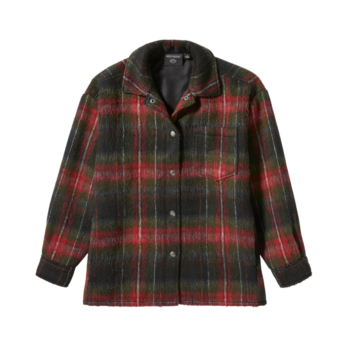 SHIRT JACKET WOVEN BLACK/RED PLAID