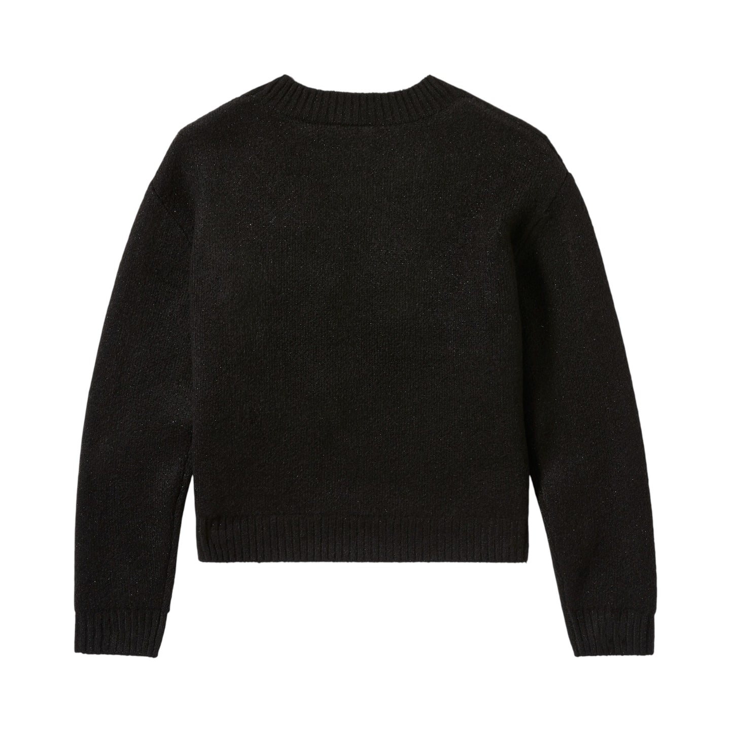 METALLIC SCRIPT INTARSIA SWEATER - BLACK