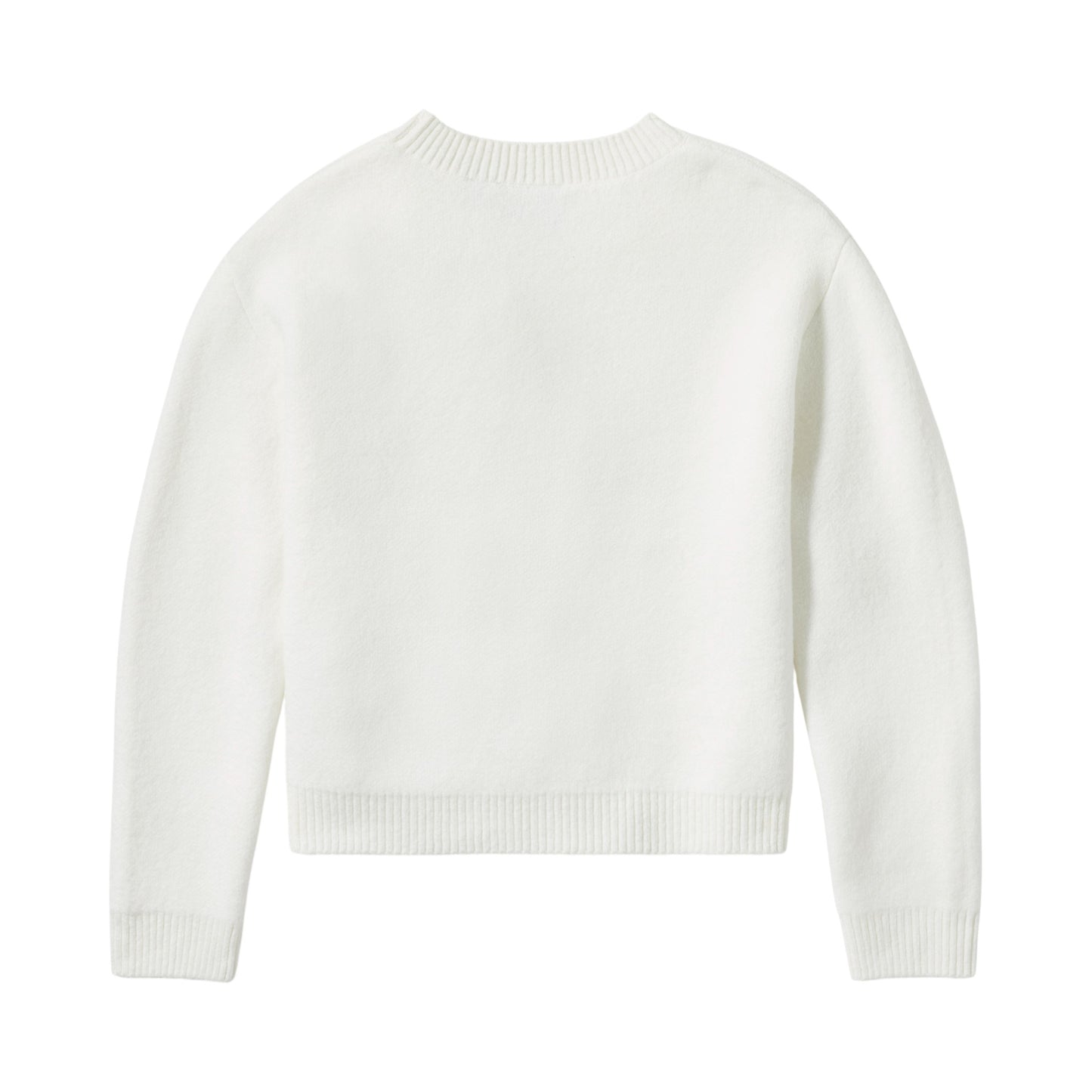 BAR & SHIELD FAUX LEATHER PATCH SWEATER - WHITE