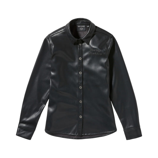 METALLIC DAGGER FAUX LEATHER SHIRT